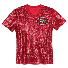 Christian McCaffrey San Francisco 49ers Girls Youth Sequin V-Neck Fashion Jersey - Scarlet cheap