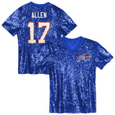 Josh Allen Buffalo Bills Girls Youth Sequin V-Neck Fashion Jersey - Royal on sale