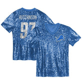 Aidan Hutchinson Detroit Lions Girls Youth Sequin V-Neck Fashion Jersey - Blue discount