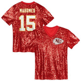 Patrick Mahomes Kansas City Chiefs Girls Youth Sequin V-Neck Fashion Jersey - Red discount