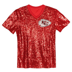 Patrick Mahomes Kansas City Chiefs Girls Youth Sequin V-Neck Fashion Jersey - Red discount