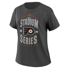 Philadelphia Flyers WEAR by Erin Andrews Women's 2024 NHL Stadium Series Boyfriend T-Shirt Charcoal