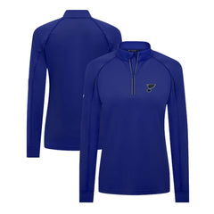 St. Louis Blues Levelwear Women's Kinetic Insignia Core Quarter-Zip Pullover Top Blue