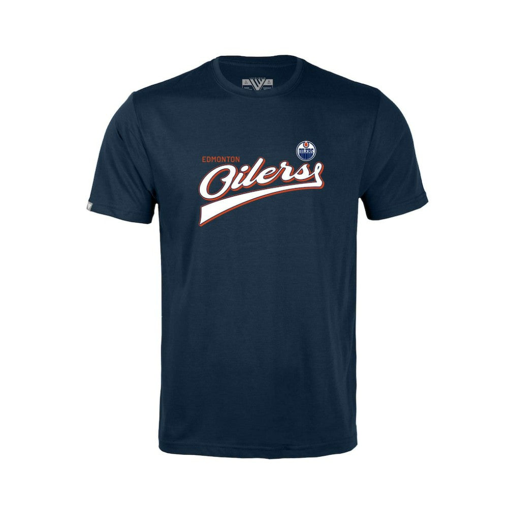 Edmonton Oilers Levelwear Youth Little Richmond Retro Script T-Shirt Navy