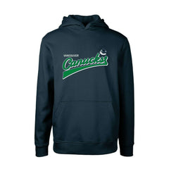 Vancouver Canucks Levelwear Youth Podium Retro Script Fleece Pullover Hoodie Navy