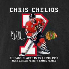 Chris Chelios Chicago Blackhawks Jersey Retirement T-Shirt Black