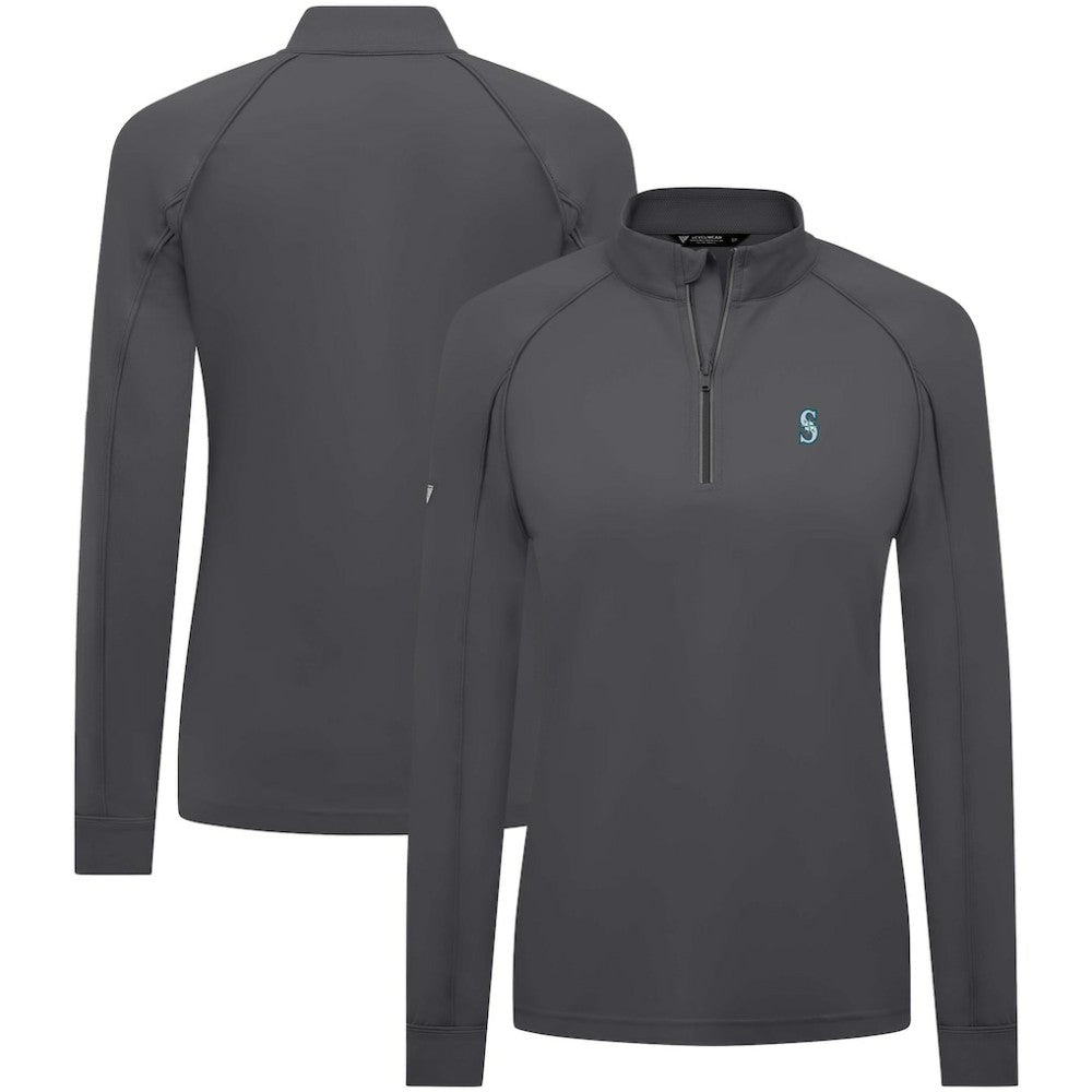 Seattle Mariners Levelwear Women's Kinetic Insignia Quarter-Zip Pullover - Charcoal