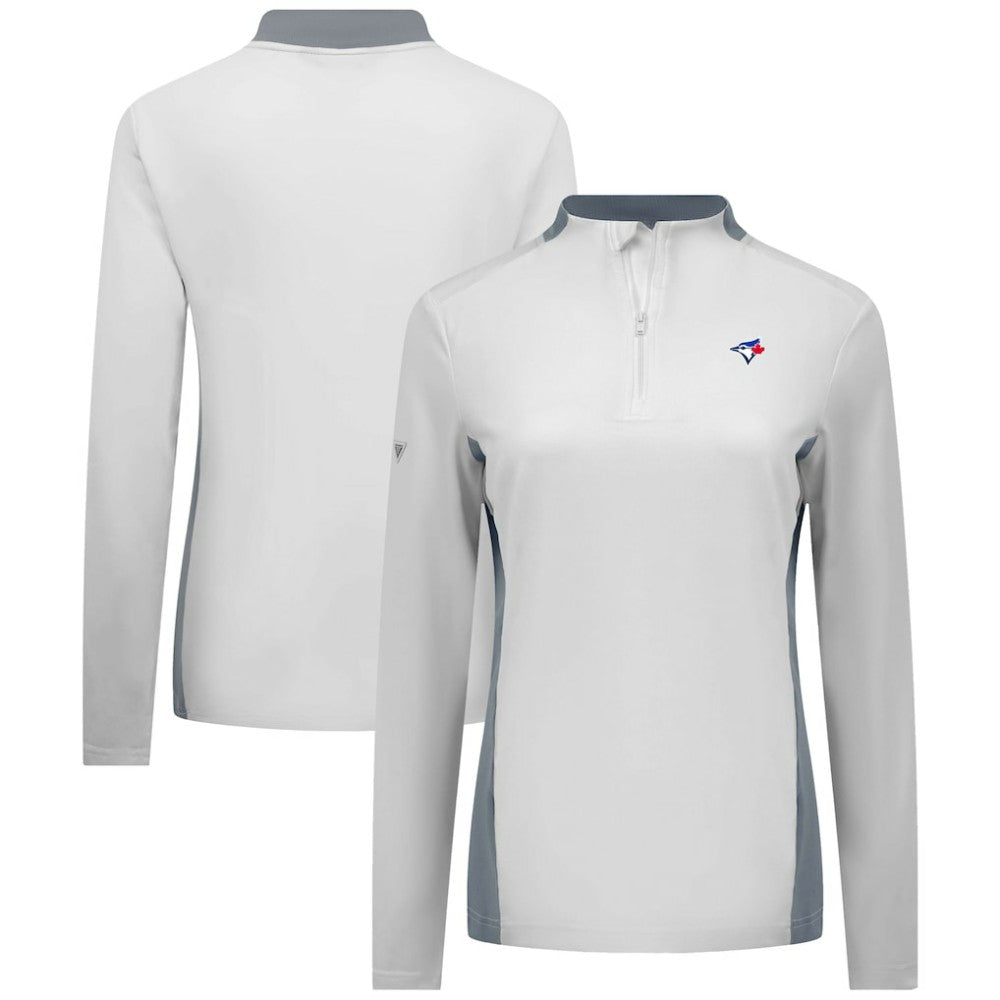 Toronto Blue Jays Levelwear Women's Moxie Insignia Quarter-Zip Pullover - White