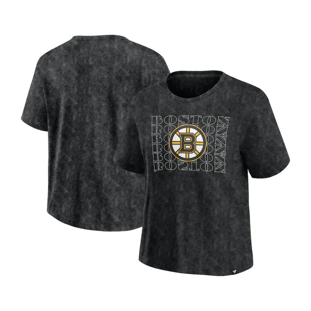 Boston Bruins Fanatics Women's Faded Wash T-Shirt Black