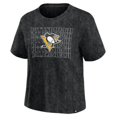Pittsburgh Penguins Fanatics Women's Faded Wash T-Shirt Black