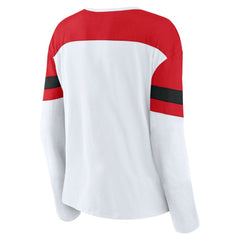 Detroit Red Wings Fanatics Women's Frozen Long Sleeve Notch Neck T-Shirt White/Red