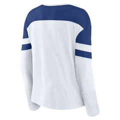 Tampa Bay Lightning Fanatics Women's Frozen Long Sleeve Notch Neck T-Shirt White/Blue
