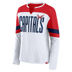 Washington Capitals Fanatics Women's Frozen Long Sleeve Notch Neck T-Shirt White/Red
