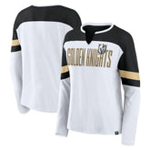 Vegas Golden Knights Fanatics Women's Frozen Long Sleeve Notch Neck T-Shirt White/Black