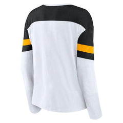 Pittsburgh Penguins Fanatics Women's Frozen Long Sleeve Notch Neck T-Shirt White/Black