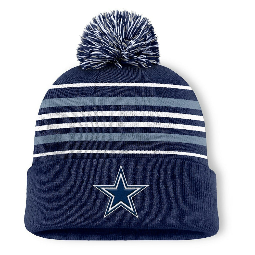 Dallas Cowboys Fundamental Striped Cuffed Knit Hat with Pom - Navy sale