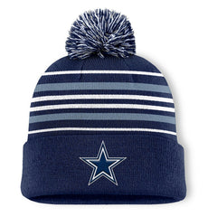 Dallas Cowboys Fundamental Striped Cuffed Knit Hat with Pom - Navy sale