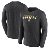 Boston Bruins Fanatics Transition Long Sleeve T-Shirt Heather Charcoal