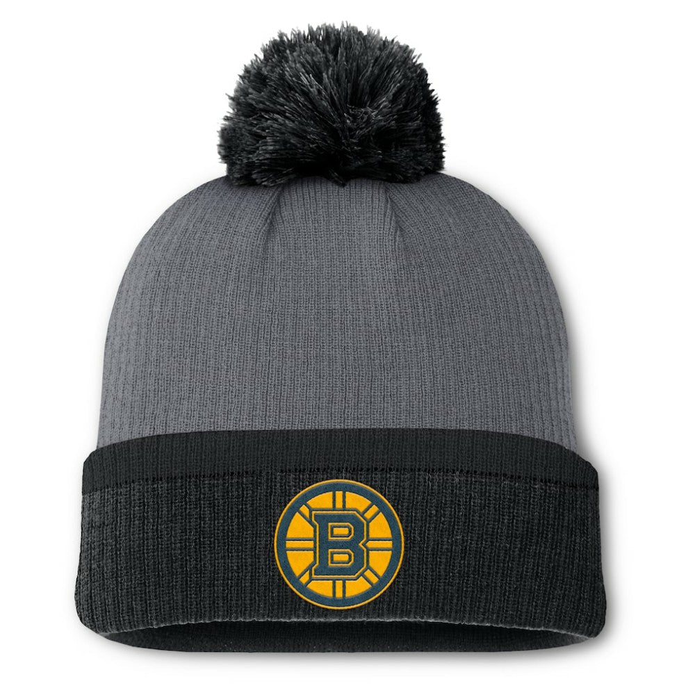 Boston Bruins Fanatics Women's Cuffed Knit Hat with Pom Charcoal