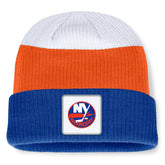 New York Islanders Fanatics Heritage Showboat Color-Block Cuffed Knit Hat Royal/Orange