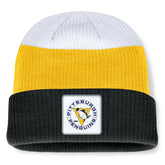 Pittsburgh Penguins Fanatics Heritage Showboat Color-Block Cuffed Knit Hat Black/Gold