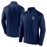 Seattle Kraken Logo Athletic Head-to-Head Raglan Quarter-Zip Top Navy