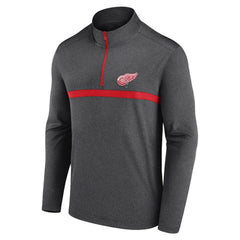 Detroit Red Wings Logo Athletic Head-to-Head Raglan Quarter-Zip Top Heather Charcoal