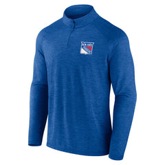 New York Rangers Logo Athletic Head-to-Head Raglan Quarter-Zip Top Blue
