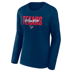 Houston Texans Logo Athletic Women's Grip Long Sleeve T-Shirt - Navy sale