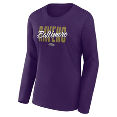 Baltimore Ravens Logo Athletic Women's Grip Long Sleeve T-Shirt - Purple discount