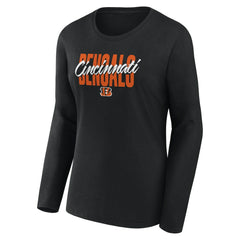 Cincinnati Bengals Logo Athletic Women's Grip Long Sleeve T-Shirt - Black for sale