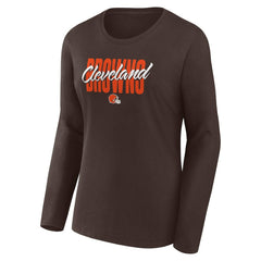 Cleveland Browns Logo Athletic Women's Grip Long Sleeve T-Shirt - Brown outlet