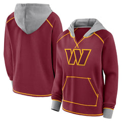 Washington Commanders Logo Athletic Women's Boom Fleece Pullover V-Neck Hoodie - Burgundy sale