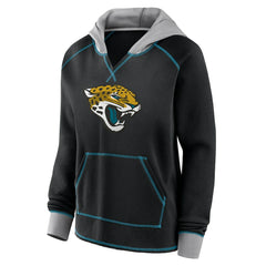 Jacksonville Jaguars Logo Athletic Women's Boom Fleece Pullover V-Neck Hoodie - Black outlet