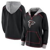 Atlanta Falcons Logo Athletic Women's Boom Fleece Pullover V-Neck Hoodie - Black discount