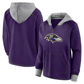 Baltimore Ravens Logo Athletic Women's Boom Fleece Pullover V-Neck Hoodie - Purple online