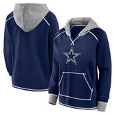 Dallas Cowboys Logo Athletic Women's Boom Fleece Pullover V-Neck Hoodie - Navy sale