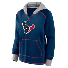 Houston Texans Logo Athletic Women's Boom Fleece Pullover V-Neck Hoodie - Navy on sale