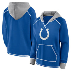 Indianapolis Colts Logo Athletic Women's Boom Fleece Pullover V-Neck Hoodie - Royal on sale