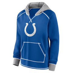 Indianapolis Colts Logo Athletic Women's Boom Fleece Pullover V-Neck Hoodie - Royal on sale