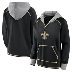 New Orleans Saints Logo Athletic Women's Boom Fleece Pullover V-Neck Hoodie - Black online