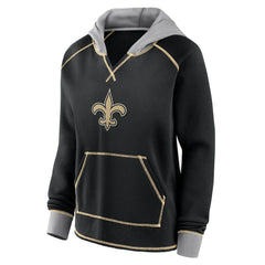 New Orleans Saints Logo Athletic Women's Boom Fleece Pullover V-Neck Hoodie - Black online