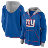 New York Giants Logo Athletic Women's Boom Fleece Pullover V-Neck Hoodie - Royal online