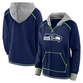 Seattle Seahawks Logo Athletic Women's Boom Fleece Pullover V-Neck Hoodie - College Navy online