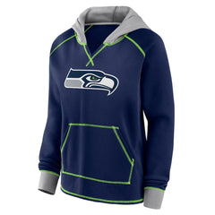 Seattle Seahawks Logo Athletic Women's Boom Fleece Pullover V-Neck Hoodie - College Navy online