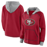 San Francisco 49ers Logo Athletic Women's Boom Fleece Pullover V-Neck Hoodie - Scarlet discount