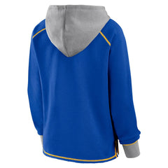 Los Angeles Rams Logo Athletic Women's Boom Fleece Pullover V-Neck Hoodie - Royal discount
