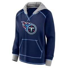 Tennessee Titans Logo Athletic Women's Boom Fleece Pullover V-Neck Hoodie - Navy discount