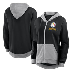 Pittsburgh Steelers Logo Athletic Women's Hit It French Terry Full-Zip Hoodie - Black sale