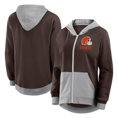 Cleveland Browns Logo Athletic Women's Hit It French Terry Full-Zip Hoodie - Brown sale